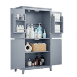 Bathroom floor storage cabinet, bathroom storage cabinet, 4-door independent cabinet, adjustable shelf, adaptive shelf, gray - V.I.P Digital Presence