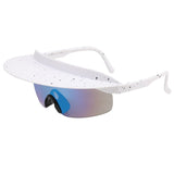 New Large Frame Cycling Glasses Men And Women Models Fashion Dazzling Hat Sunglasses Personality Brim Sunglasses
