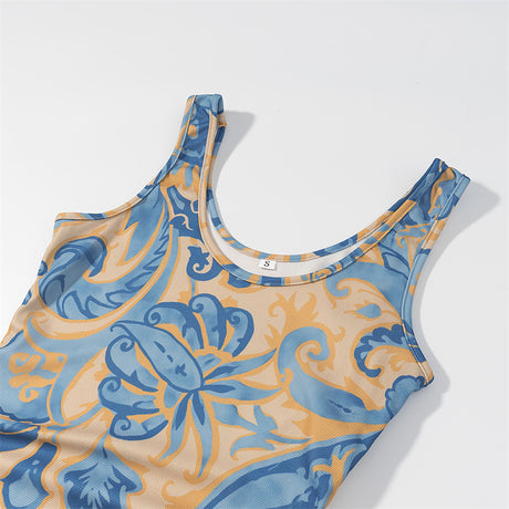 Elegant Sleeveless Printed Tassel Spliced Dress with Style - V.I.P Digital Presence