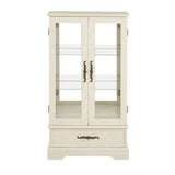Light colored glass cabinet Curio display cabinet with adjustable glass frame, 2 doors and 1 drawer, including white light bulbs - V.I.P Digital Presence