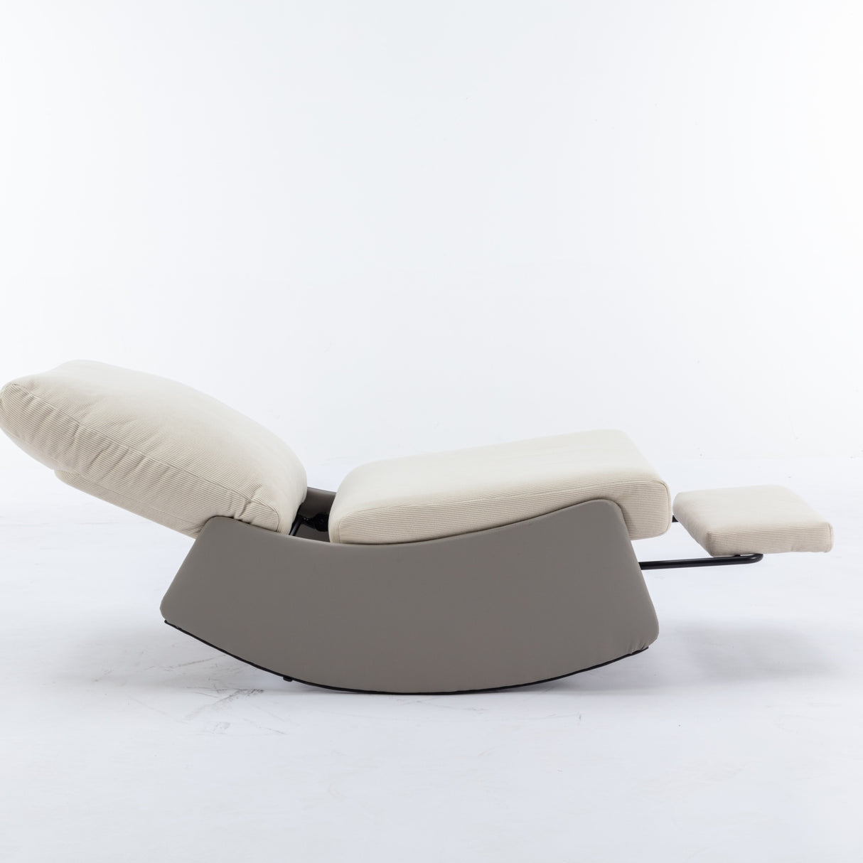 Modern rocking chair recliner, comfortable cushioned recliner with footstool, gray - V.I.P Digital Presence