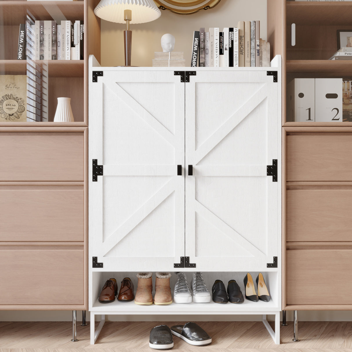 Shoe Cabinet with Doors, 6-Tier Shoe Storage Cabinet with Adjustable Shelves, Wooden Shoes Rack Shoe Storage Organizer - V.I.P Digital Presence