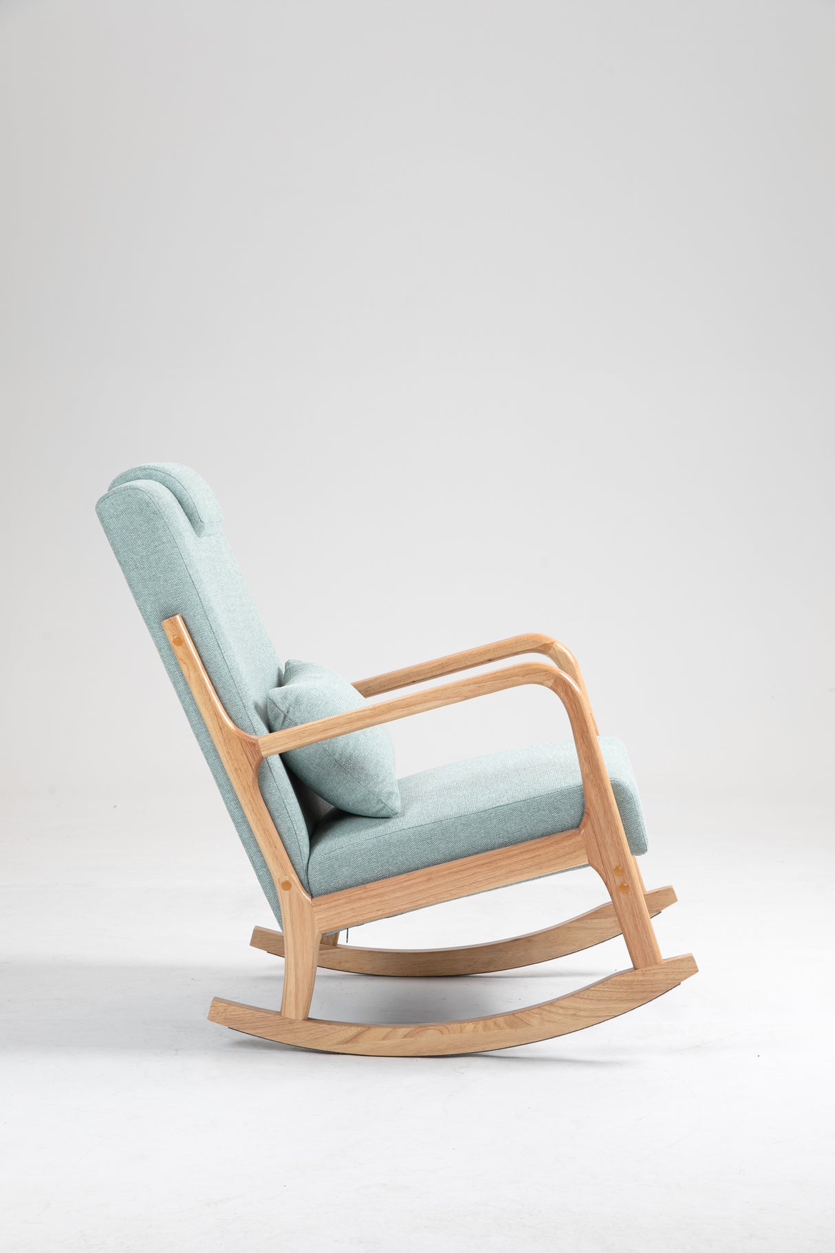 Rocking Chair Upholstered Fabric Rocking Armchair Indoor with High Backrest Glider Chairs and Lumbar Pillow for Living Room - V.I.P Digital Presence