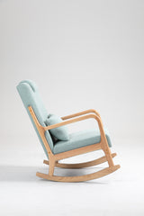 Rocking Chair Upholstered Fabric Rocking Armchair Indoor with High Backrest Glider Chairs and Lumbar Pillow for Living Room - V.I.P Digital Presence