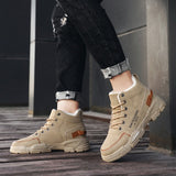 Cotton shoes, winter men's shoes, high top Martin boots, Bumblebee work boots, large size, medium top, fashionable shoes, men's boots, trendy shoes - V.I.P Digital Presence