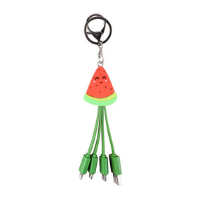Summer cartoon charging cable refreshing fruit watermelon smiling face keychain data cable creative mobile fast charging cable - V.I.P Digital Presence