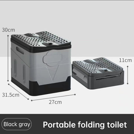 Portable folding camping toilet: adult/child use, self-contained, with lid and seat. - V.I.P Digital Presence