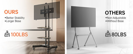 FANCO Universal Rotating TV Stand, suitable for 32-80 inch TVs, adjustable tilt height, maximum VESA 600x400mm (black) - V.I.P Digital Presence