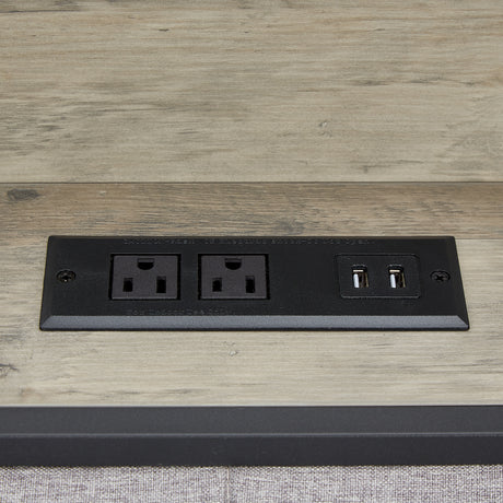 Bed frame with charging station full size, Grey, 83.1'' L x 56.1'' W x 39.2'' H. - V.I.P Digital Presence