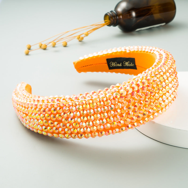 Ins Super Flash Full Drill 4.5cm Wide Brimmed Headdress Thickened Sponge Solid Color Headband Ladies Press Release Art Headband - V.I.P Digital Presence