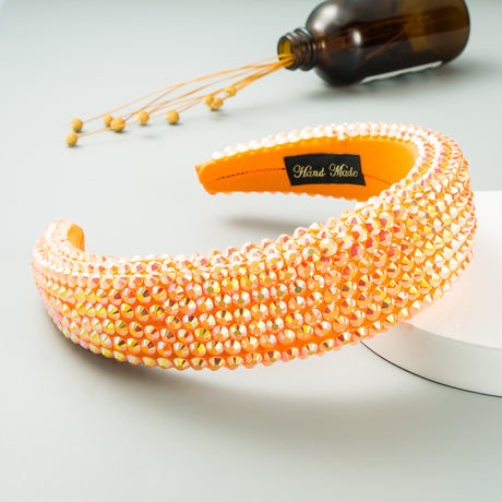 Ins Super Flash Full Drill 4.5cm Wide Brimmed Headdress Thickened Sponge Solid Color Headband Ladies Press Release Art Headband - V.I.P Digital Presence