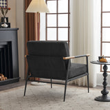 Leisure Lounge Chair Arm Chair with Metal Frame, Upholstered Side Chair Comfy Sitting Chair for Living Room, Black Chenille - V.I.P Digital Presence