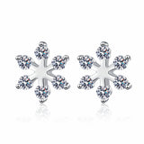 Moissanite 925 Sterling Silver Snowflake Shape Earrings - V.I.P Digital Presence