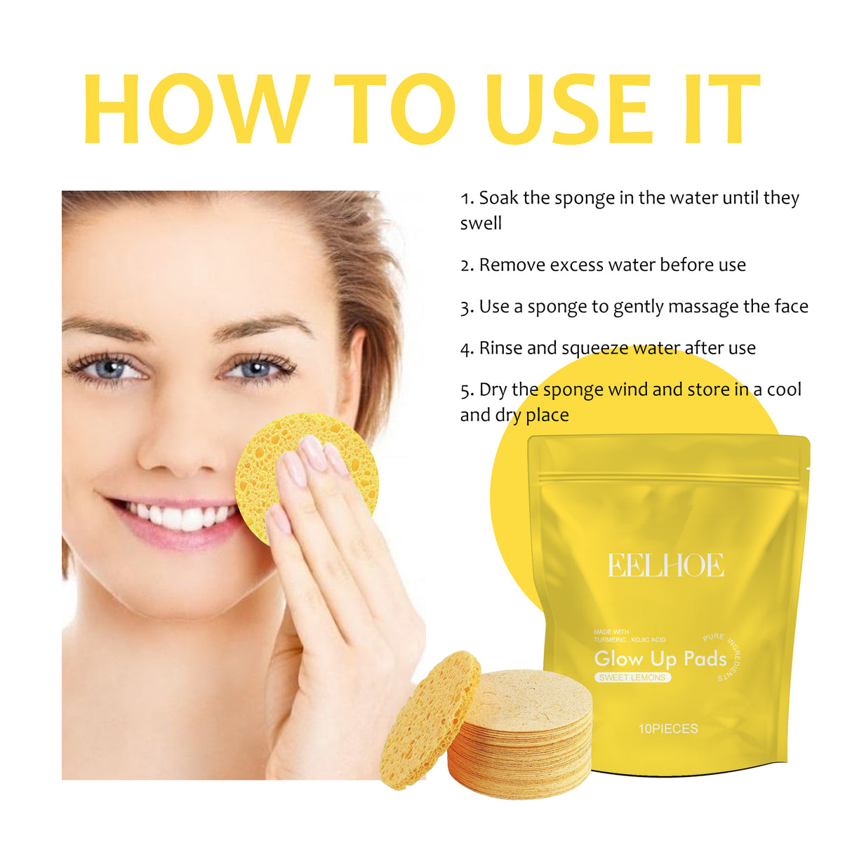 Turmeric Cleansing Pad Deeply Cleanses Skin, Removes Dirt, Controls Oil And Softens Exfoliated And Tender Ski - V.I.P Digital Presence