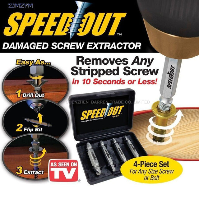 4pc/set Speed Out Core Drill bit Damaged Screw Extractor Remover Drill For Removing Any stripped screw (phillips, Flat, Hex) - V.I.P Digital Presence