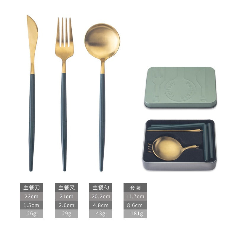304 stainless steel portable tableware steak knife fork spoon chopsticks detachable folding tableware set - V.I.P Digital Presence