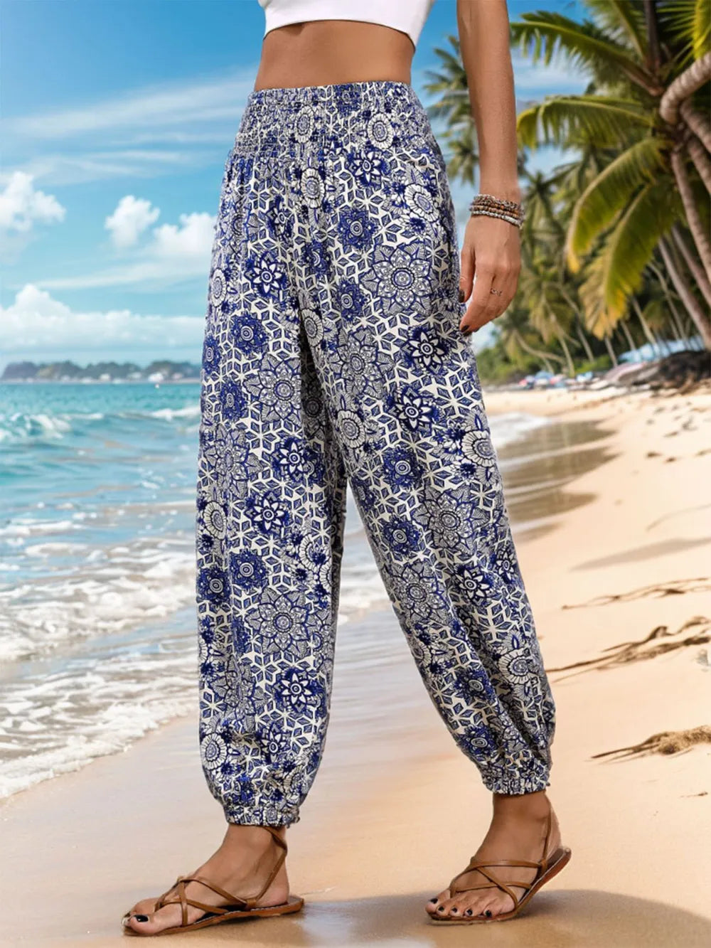 Printed Elastic Waist Pants - V.I.P Digital Presence