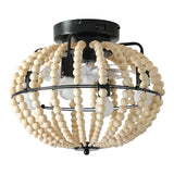 Beaded Fan lamp Wood Beaded Chandelier Oak White - V.I.P Digital Presence