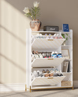 Shoe Cabinet with 3 Flip Drawers & Open Shelves, Modern Entryway Shoe Storage Cabinet Slim, Narrow Hidden Shoe Rack for Heels - V.I.P Digital Presence