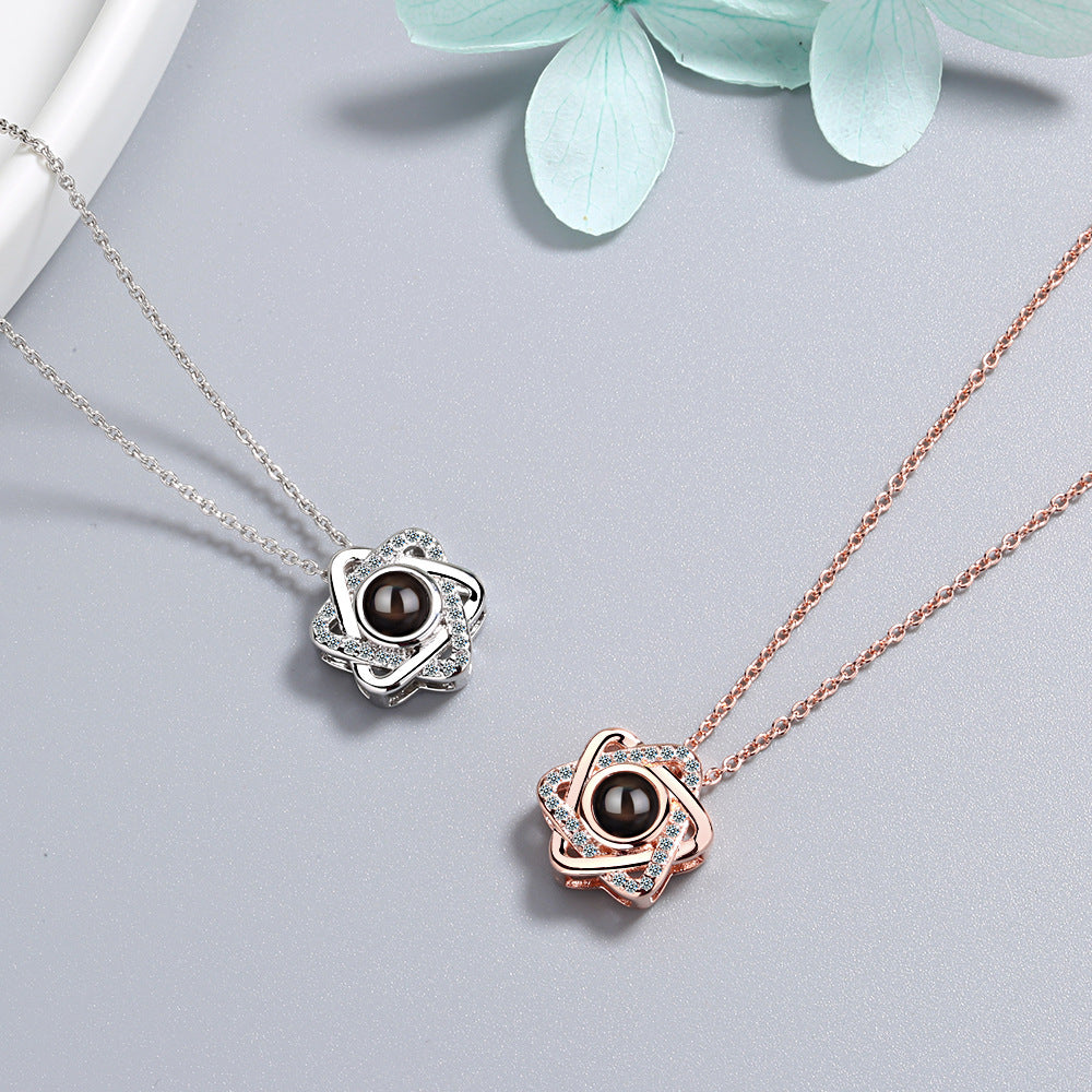 Necklace, female star pendant, 100 language projection, memories of love, short collarbone chain - V.I.P Digital Presence