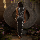 Summer Printed Leopard Pattern Hollow-out Sleeveless Waist-cinched Sexy Dress - V.I.P Digital Presence