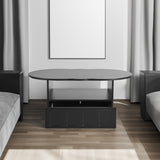 ON-TRANS flexible cream style coffee table with 2 brake wheels, drawers, large storage space,black, 39.37 '' x 23.6 '' - V.I.P Digital Presence