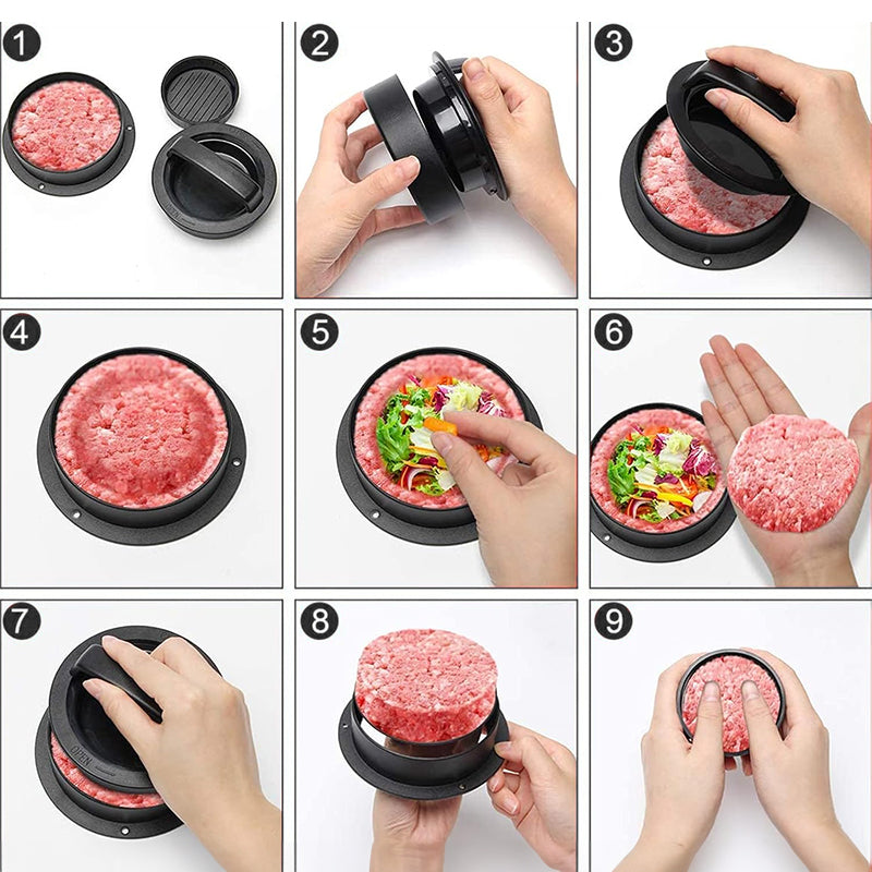 3-in-1 Manual Kitchen Gadget: Hamburger Patty, Round Beef Burger & Meatball Press. - V.I.P Digital Presence