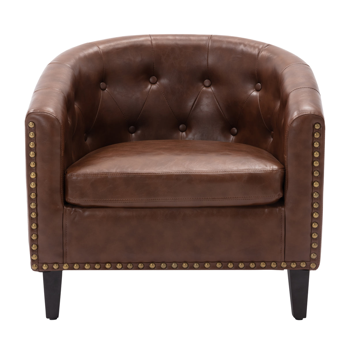 PU Leather Tufted Barrel ChairTub Chair for Living Room Bedroom Club Chairs - V.I.P Digital Presence