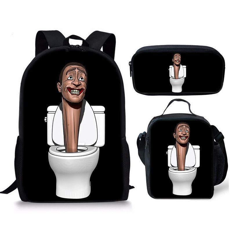New 3PC-SET Skibidi Toilet Man Backpack Custom Game Peripheral Schoolbags For Primary Secondary School Teenage - V.I.P Digital Presence