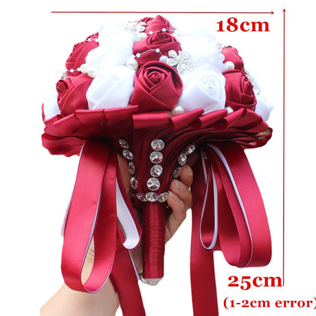 WifeLai-A Ramos De Novia Burgundy Artificial Flower Bridesmaid Wedding Bouquet - V.I.P Digital Presence