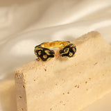 Black Panther Diamond Set Enamel Glazed Open Ring Fashionable and niche Design Jewelry for Women - V.I.P Digital Presence