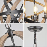 Farmhouse Chandelier Light Fixtures 4-Light Dining Room Light Fixtures Height Adjustable Rustic Wood Light - V.I.P Digital Presence