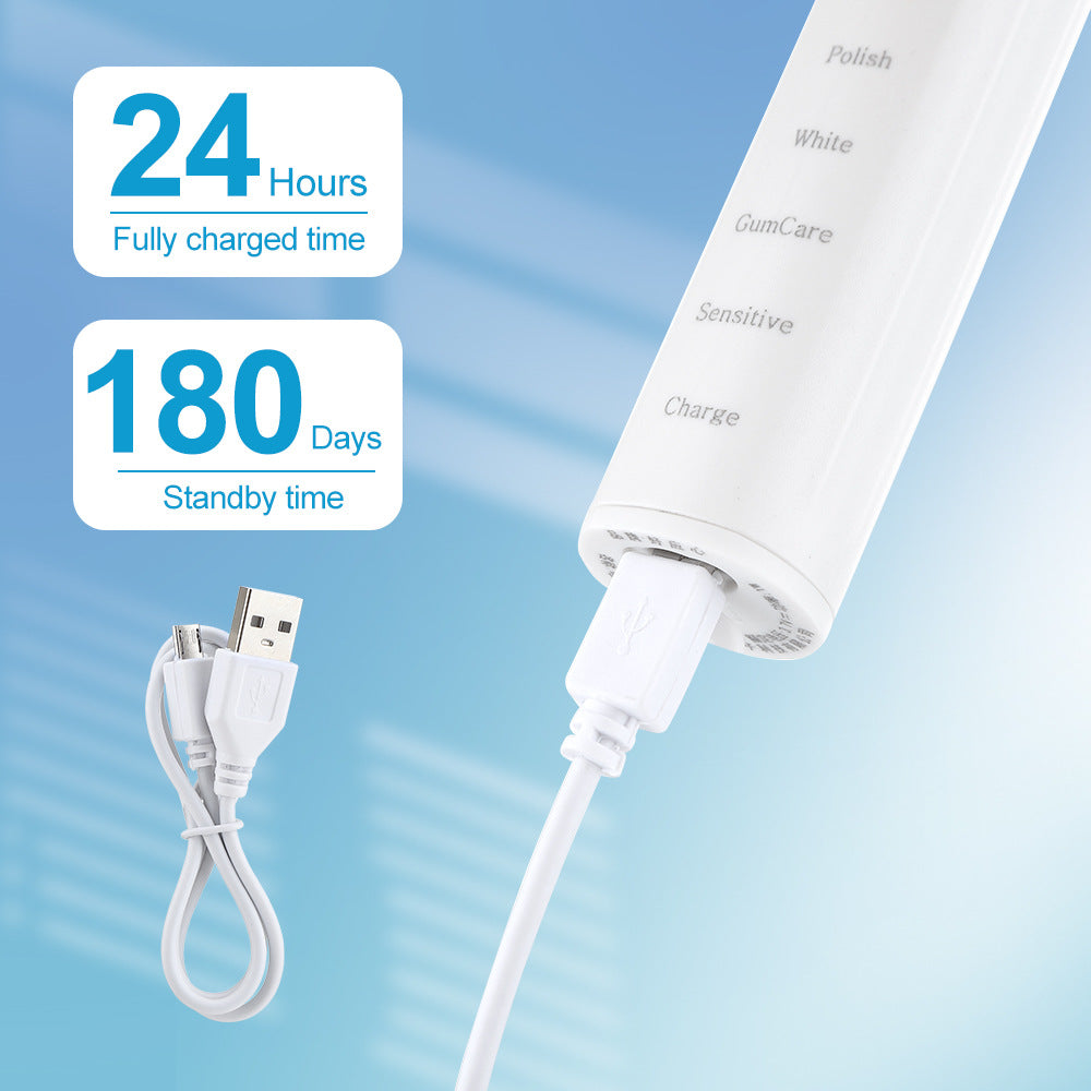 Smart Sonic Electric Toothbrush 5 Modes 4 Gears Tooth Cleaning Home USB Charging Adult Toothbrush Set - V.I.P Digital Presence