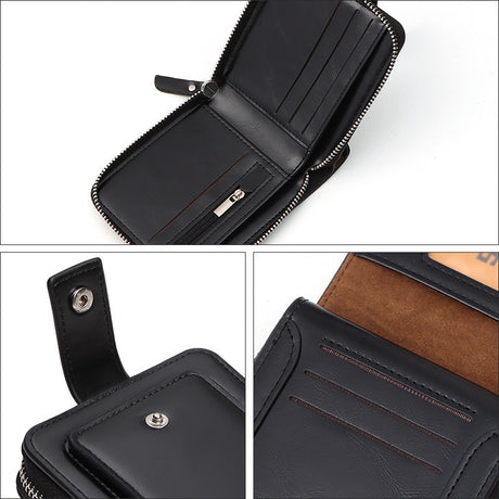 RFID Anti-Theft Brush Vintage Zipper Wallet Horizontal Type Driver's License Airtag Card Bag Manual Wallet - V.I.P Digital Presence