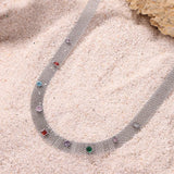Geometric Colorful Zircon Necklace Titanium Steel PVD Plated Non Fading Jewelry - V.I.P Digital Presence
