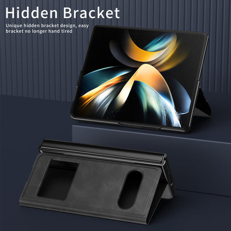 Suitable for Samsung Fold6 phone case folding FOLD5 protective case pure pigment leather 5G business full package anti drop leather case - V.I.P Digital Presence