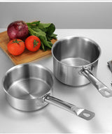 Stainless steel single handle sauce pot, double bottom milk pot, non stick pot, household sauce pot, high body, short height soup pot, smooth flat bottomed frying pan - V.I.P Digital Presence