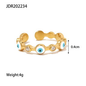 18K gold-plated stainless steel devil eye open ring Fashionable and versatile titanium steel ring for women - V.I.P Digital Presence