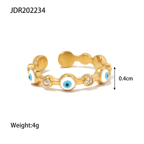 18K gold-plated stainless steel devil eye open ring Fashionable and versatile titanium steel ring for women - V.I.P Digital Presence