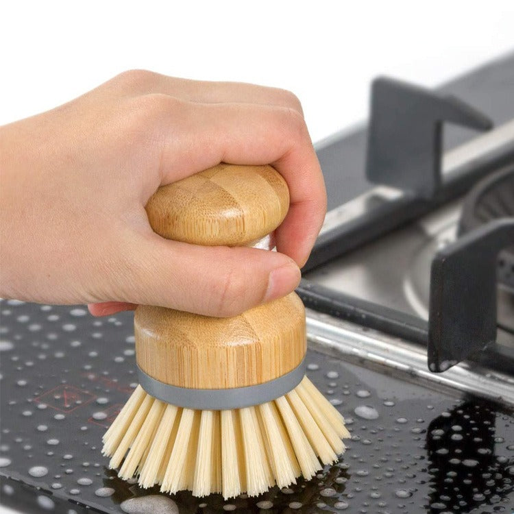 Bamboo seal head pot brush wooden dishwashing brush household kitchen creative cleaning brush - V.I.P Digital Presence
