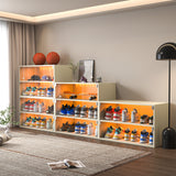 Off white LED light shoe box three layers with glass doors - V.I.P Digital Presence