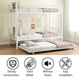 Heavy-duty Sturdy Meta Twin over Twin with Trundle Bunk Bed/l/ Noise Reduced/ Safety Guardrail/No Box Spring Needed,White - V.I.P Digital Presence