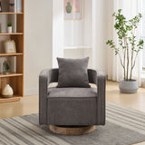 29.1"W Swivel Accent Open Back Chair Modern Comfy Sofa Chair With Weathered Base (Charcoal,Linen Blend) - V.I.P Digital Presence