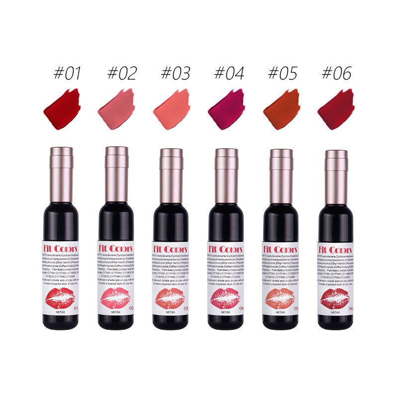 Fit Colors Red Wine Bottle Non-Stick Cup Matte Lip Gloss Matte Velvet Is Not Easy To Fade Lip Gloss Liquid Lipstick - V.I.P Digital Presence