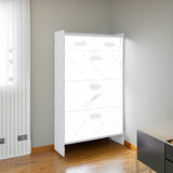 High Glossy Marble Color Doors Shoe Rack 3 Doors Shoe Cabinet With 2 Drawers - V.I.P Digital Presence