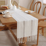 Hand - woven cotton and linen table flag with hollow tassels, suitable for household and rural dining tables - V.I.P Digital Presence