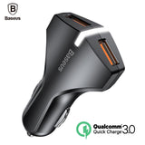 Baseus  Charge 3.0 Car Charger 5V3A Dual USB Port QC3.0 Quick Charger Mobile Phone Fast Charging Charger 2 USB Car-Charger - V.I.P Digital Presence