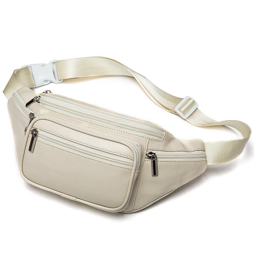 Men's sheepskin waist bag outdoor black mobile phone sheepskin bag leisure sports crossbody chest bag - V.I.P Digital Presence