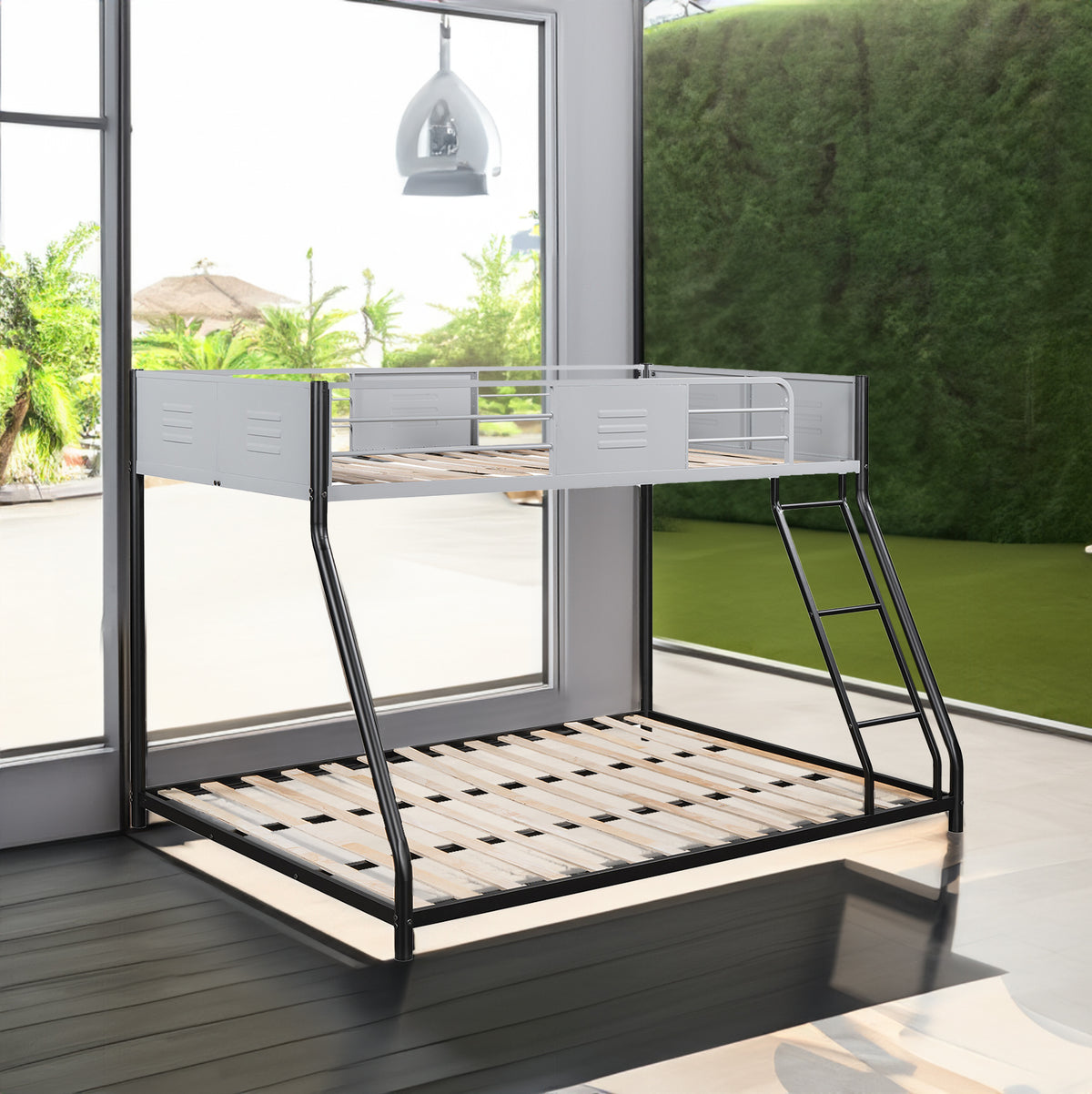 Full double-layer metal bed/heavy-duty sturdy metal/noise reduction/safety ventilation board guardrail - V.I.P Digital Presence