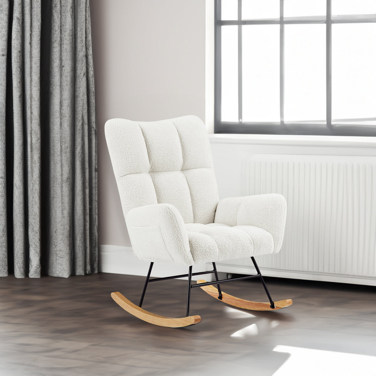 off white teddy fabric rocking chair - V.I.P Digital Presence